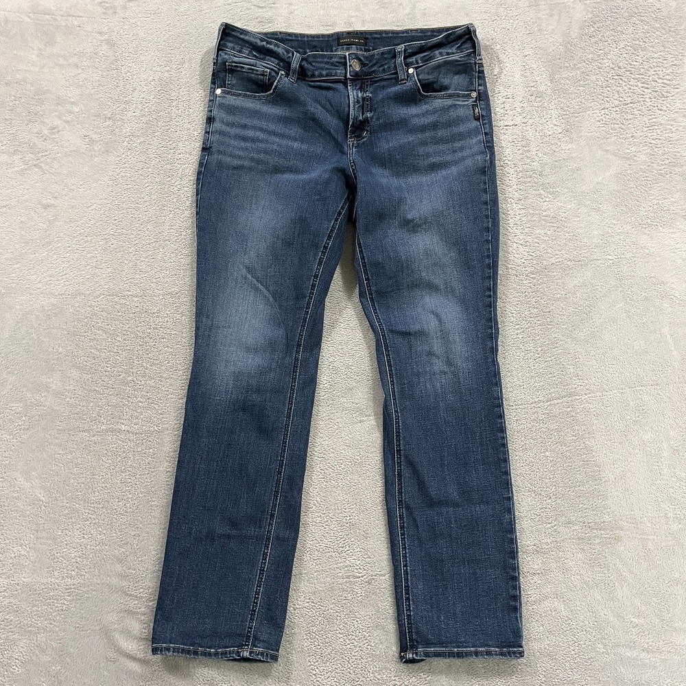 Silver Jean Womens 33x31 Blue Denim Elyse Straight Stretch Jeans Western Cowgirl